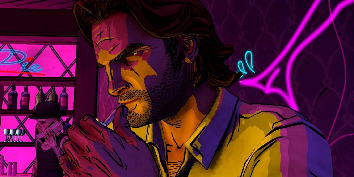 Bigby Wolf smoking in a bar in The Wolf Among Us