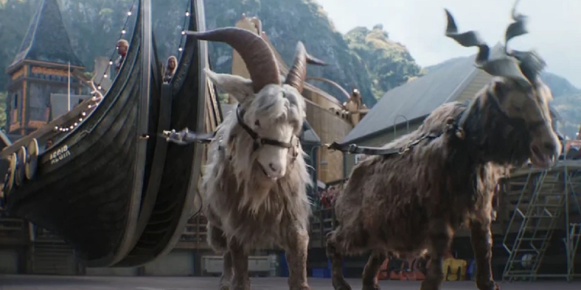 Toothgrinder and Toothgnasher leading the New Asgard boat in Thor: Love And Thunder