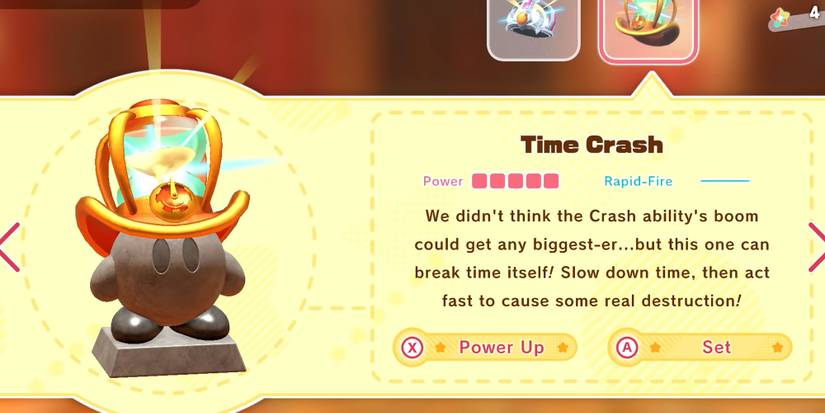 Time Crash upgrade for the Crash ability in Kirby and the Forgotten Land