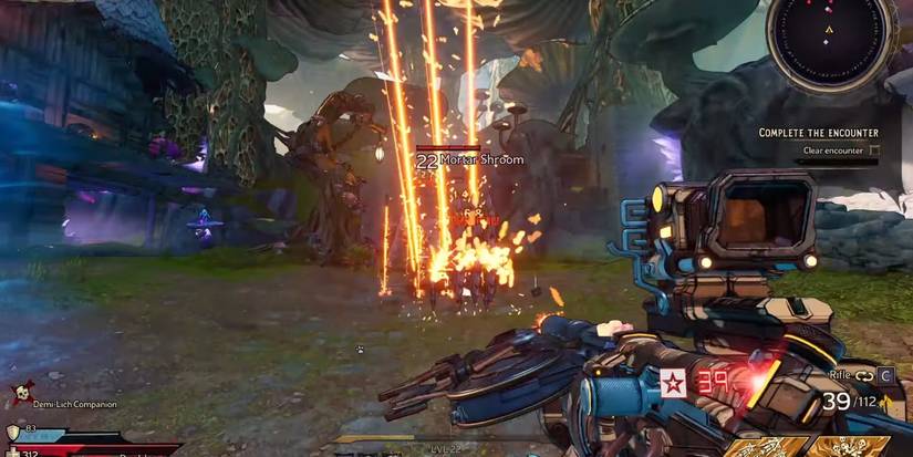 Tiny Tina Wonderlands Bread Slicer slicing enemy with hot embers in battle