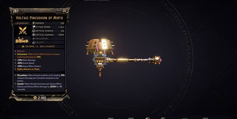 Tiny tina Wonderlands Legendary Pincushion gold weapon stats