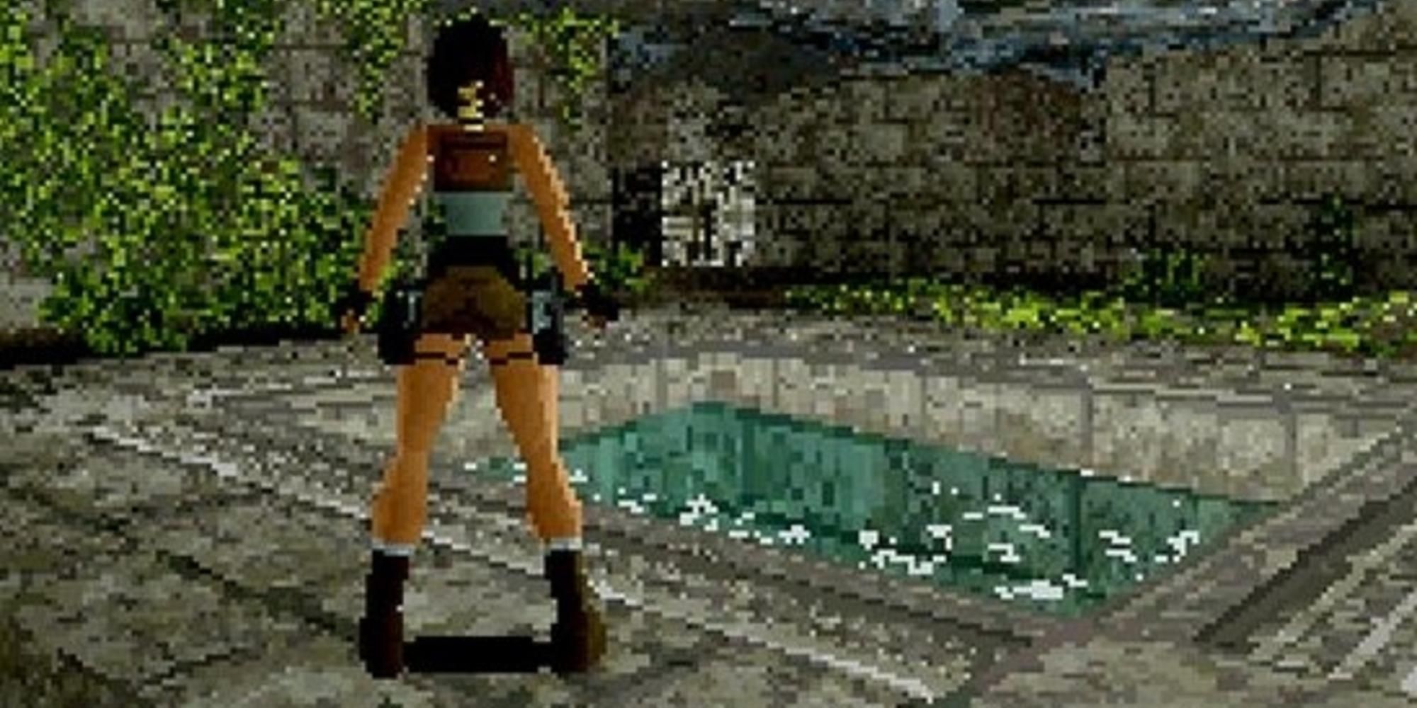 Lara Standing in a tomb in Tomb Raider video game