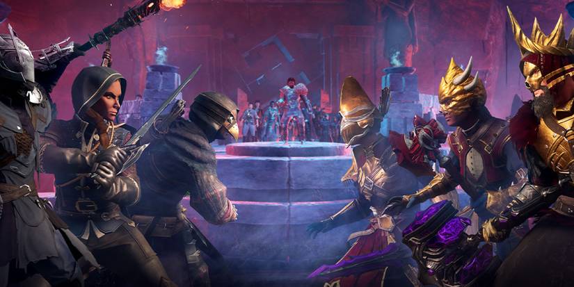 Two teams of three about to fight in the Arena PVP Mode of New World Arena