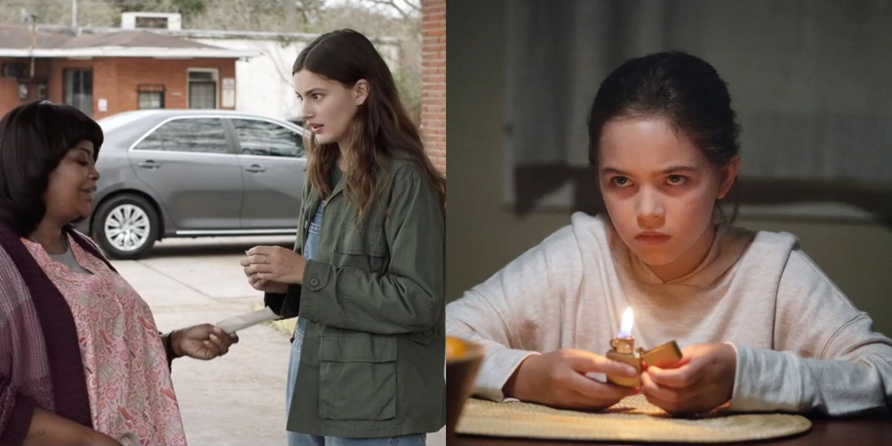 Split image of Ma and Maggie in Ma and Charlie in Firestarter (2022)