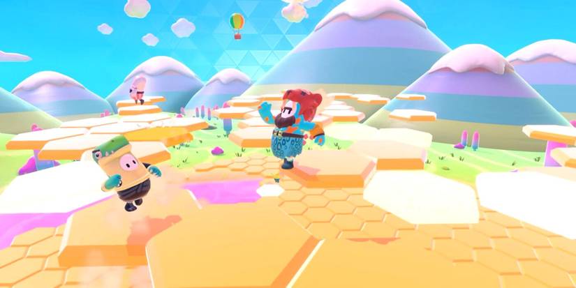 Two Beans Jumping In The 'Hex-A-Gone' Final Level In Fall Guys