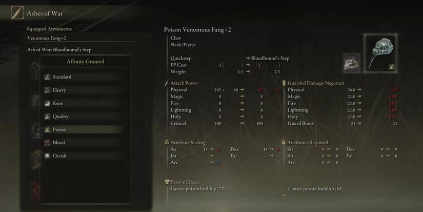 Venomous Fang in elden ring