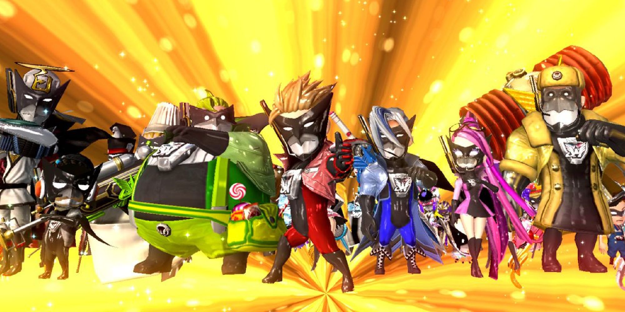 A team of heroes in The Wonderful 101 wearing masks
