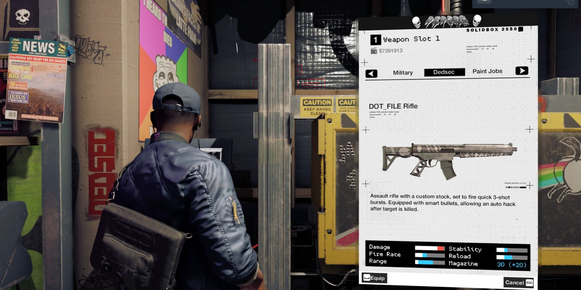 Watch Dogs 2 DOT_FILE Rifle earns money with every kill