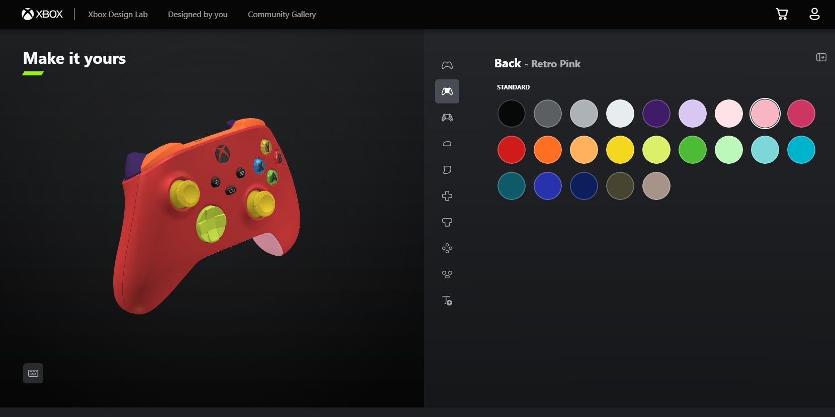 Красочная комбинация для контроллера в Xbox Design Lab