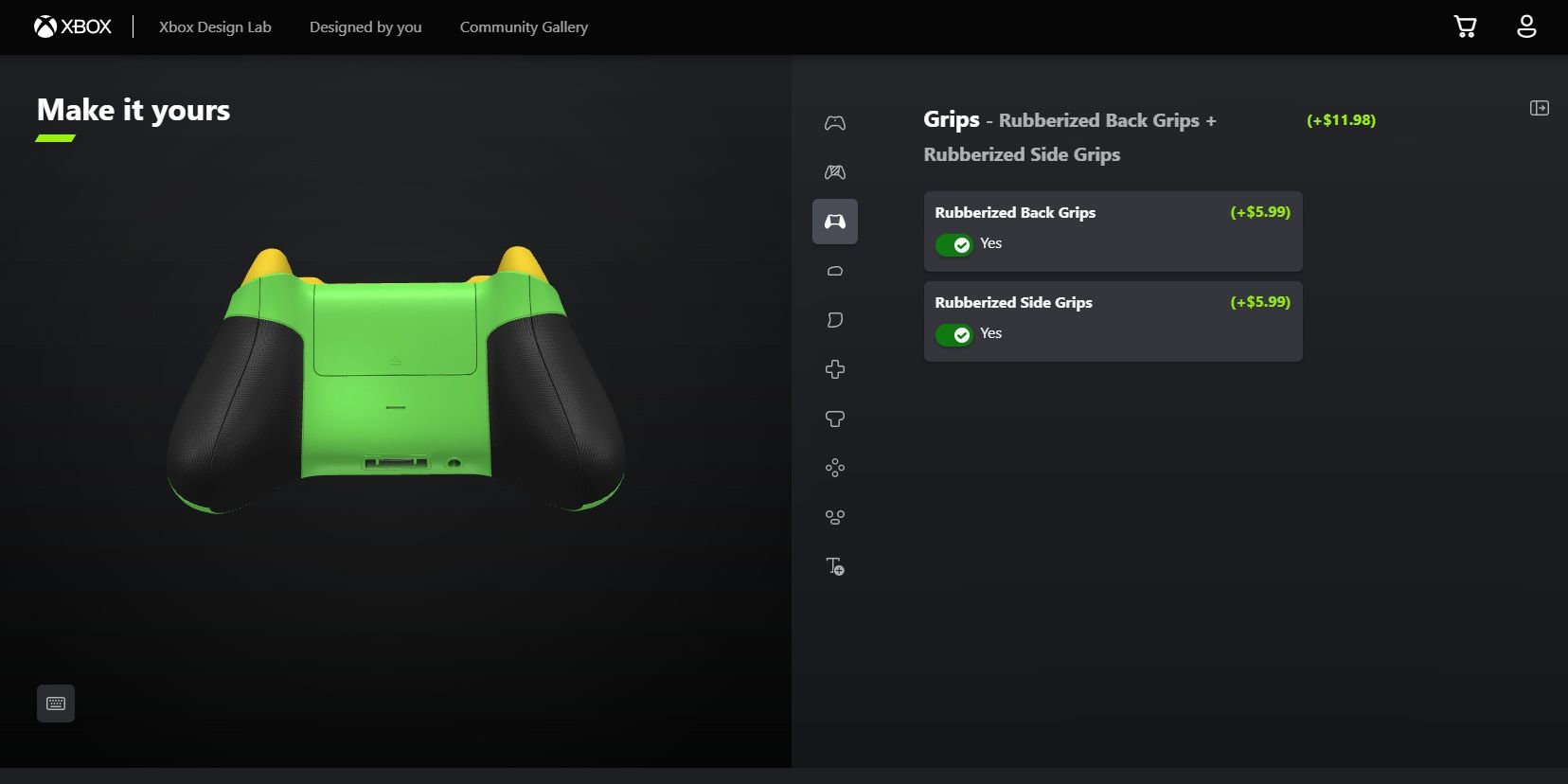 Резиновые накладки на нестандартном контроллере в Xbox Design Labs