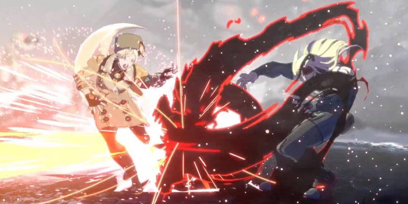 Zato-1 and Millia fighting in Guilty Gear Strive