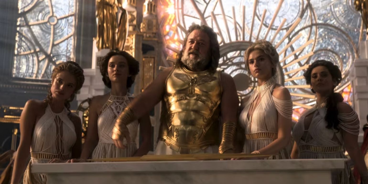 Zeus and his ladies in Thor Love And Thunder