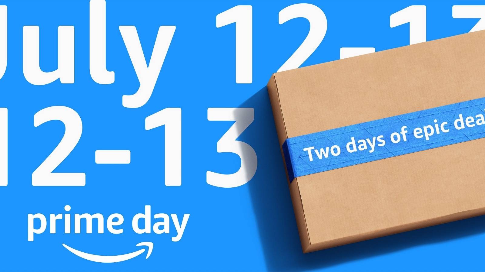 Blue image showing the dates for Amazon Prime Day as being July 12-13.