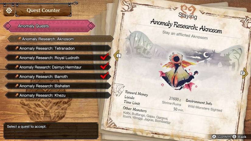 anomaly quests 2 star sunbreak aknosom
