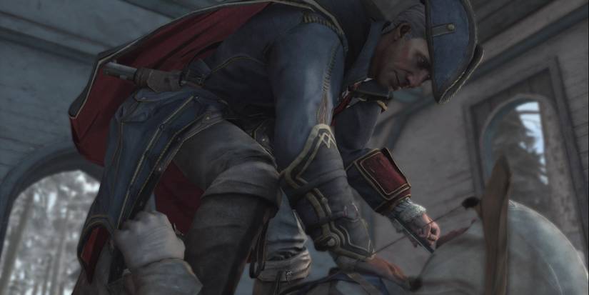 Haytham and Connor engage in a fight