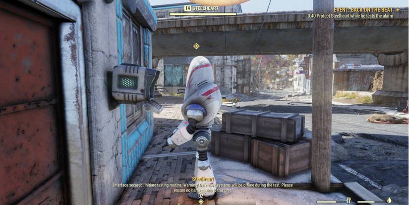 A robot opens a door in Fallout 76