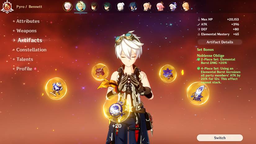 bennett noblesee oblige in genshin impact