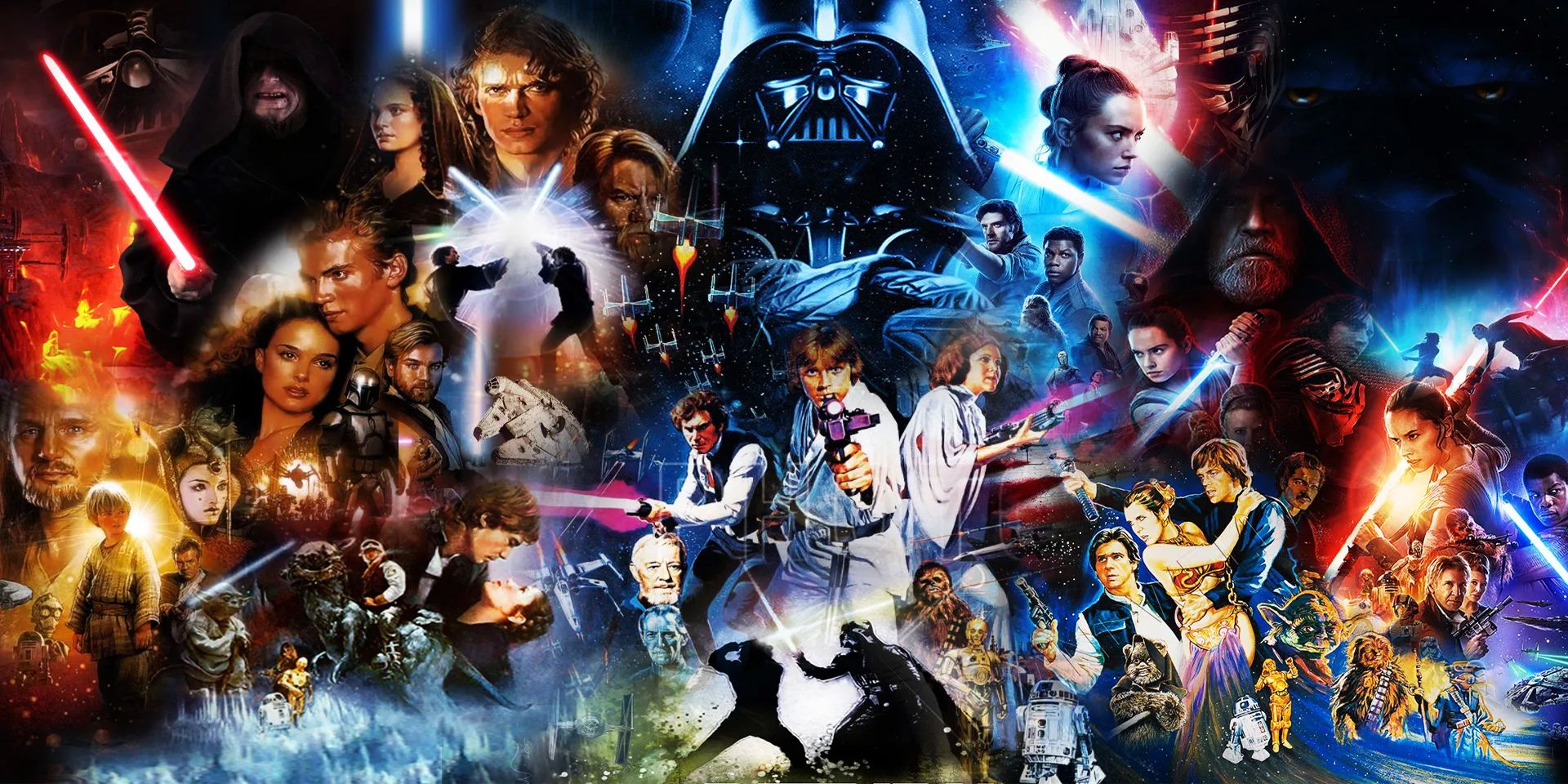 Images from the nine main Star Wars movies