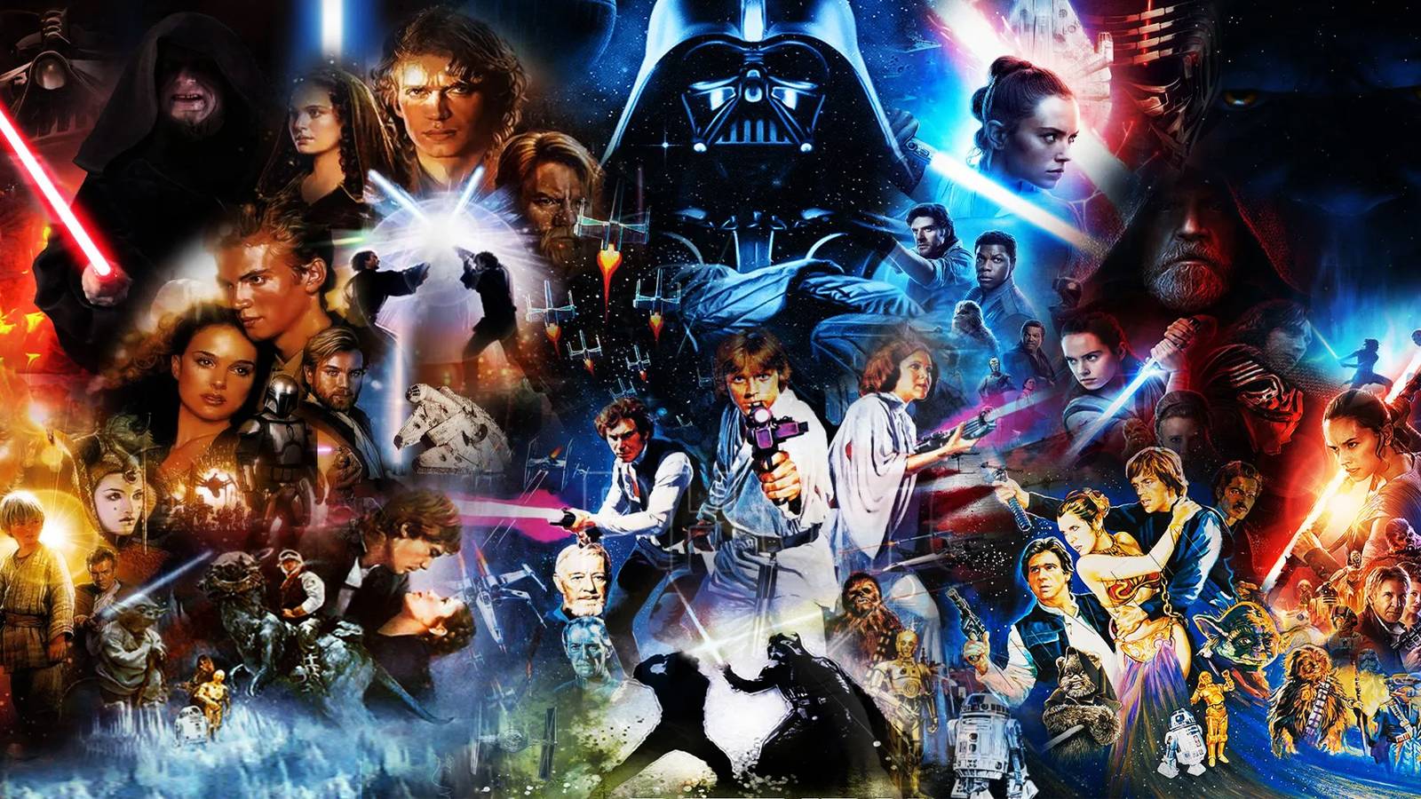 Images from the nine main Star Wars movies
