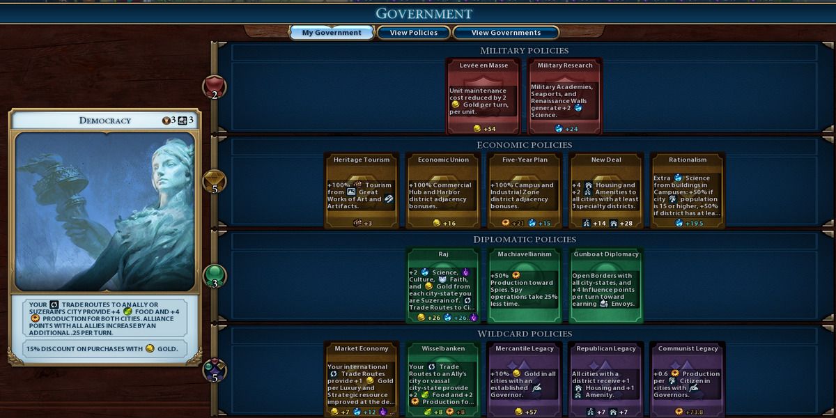 Policies in Civ 6