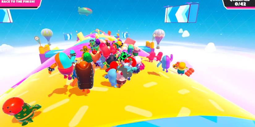 A Crowd of Beans In The 'Roll On' Race Level In Fall Guys Ultimate Knockout