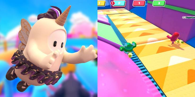 A Bean Diving and Two Beans Running In 'Team Tail Tag' In Fall Guys Ultimate Knockout