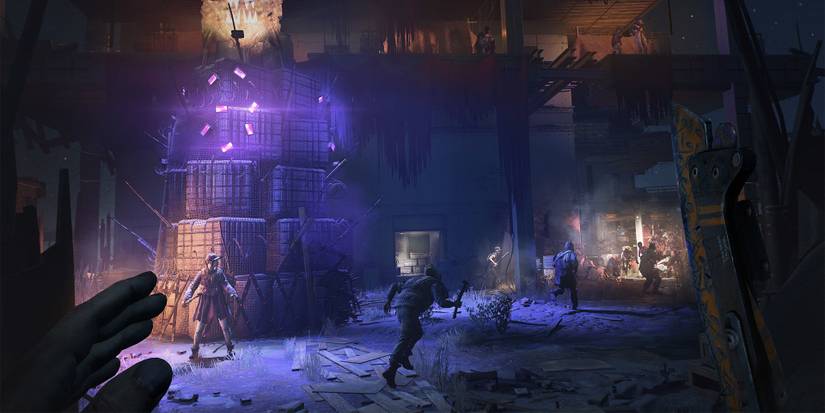 dying light 2 characters running towards zombies in the distance 