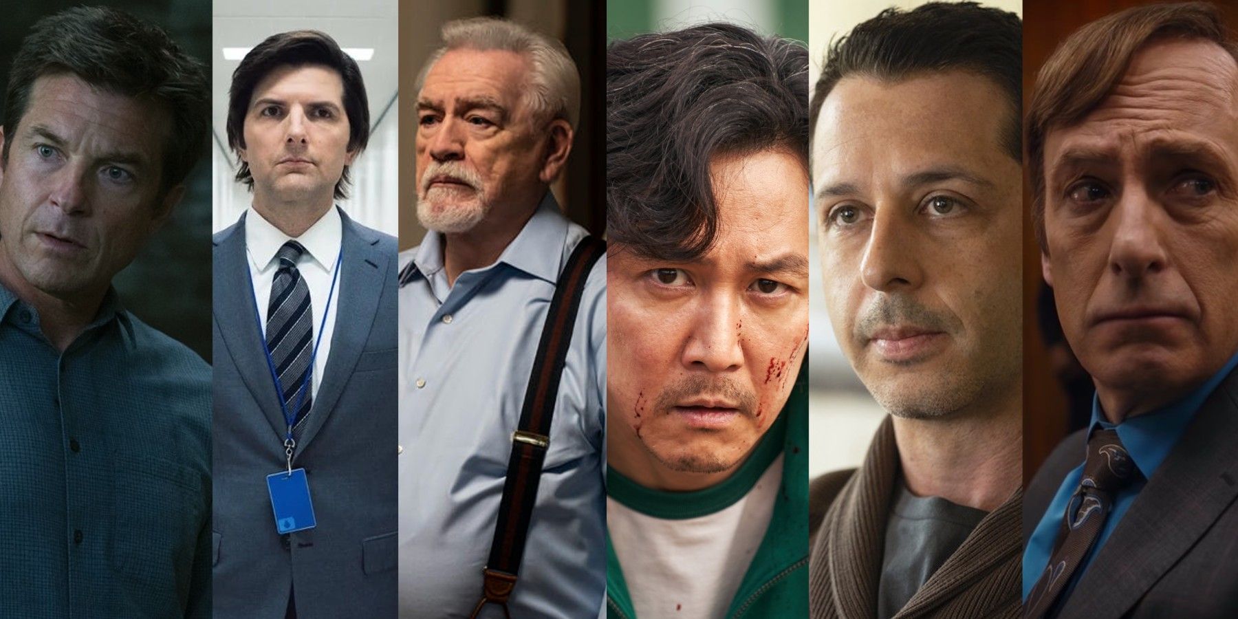 Jason Bateman (Ozark), Adam Scott (Severance), Brian Cox (Succession), Lee Jung-Jae (Squid Game), Jeremy Strong (Succession), and Bob Odenkirk (Better Call Saul)