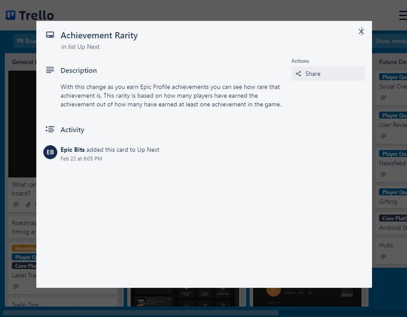 epic games store trello for achievement rarity