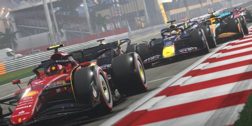 f1 22 cars racing in a line 