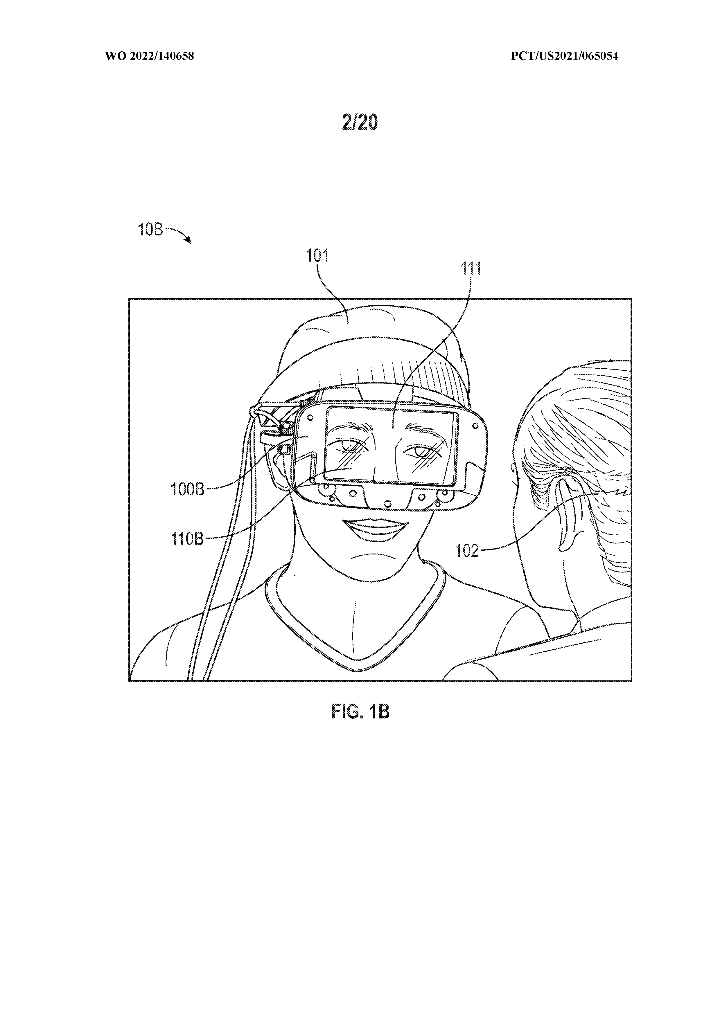 Illustration of a person with a VR headset on. The headset has a screen attached to the front to allow another person to see the wearer's face.