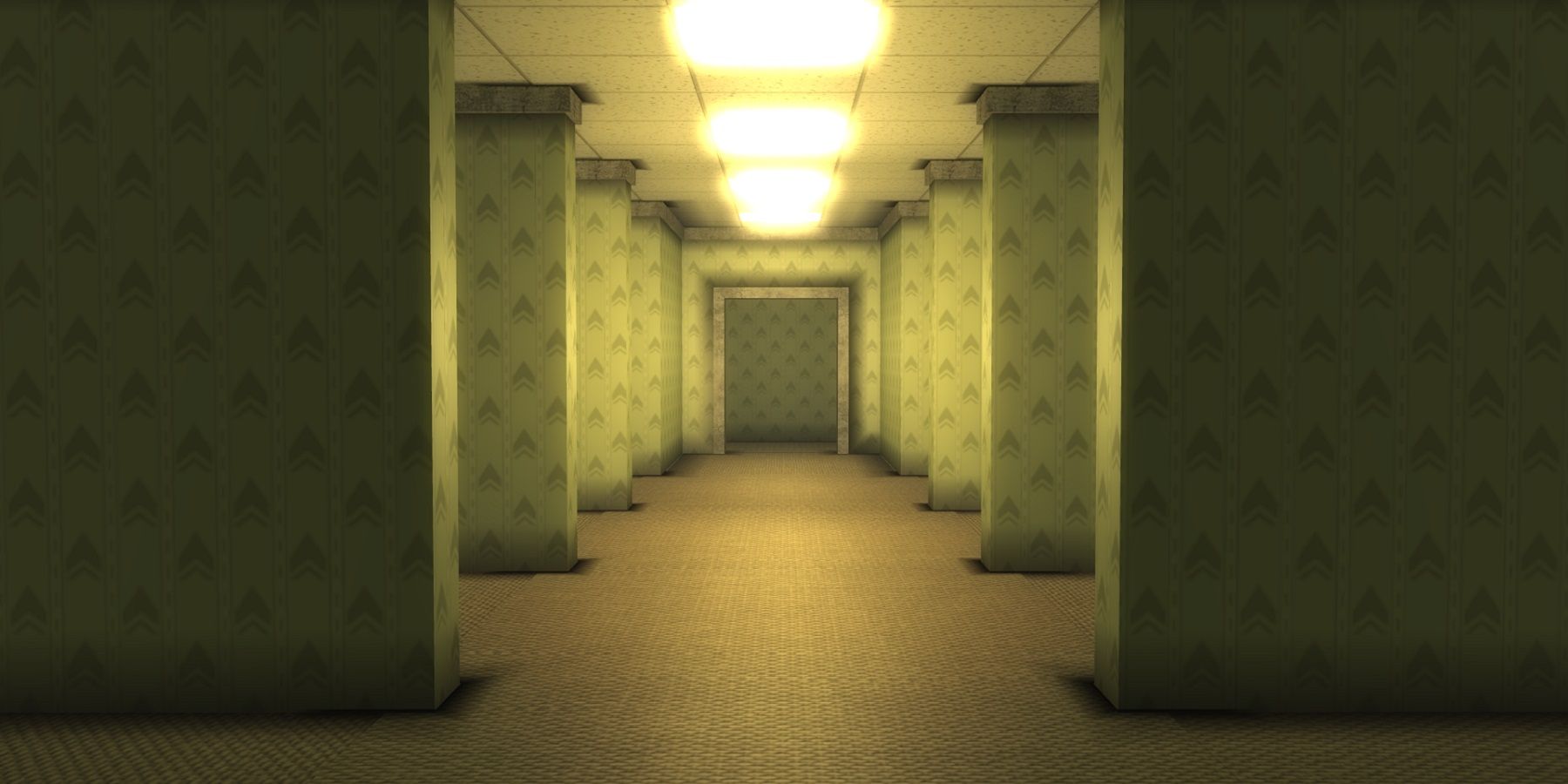 Screenshot from a Fallout: New Vegas mod showing the Backrooms-style yellow walls.