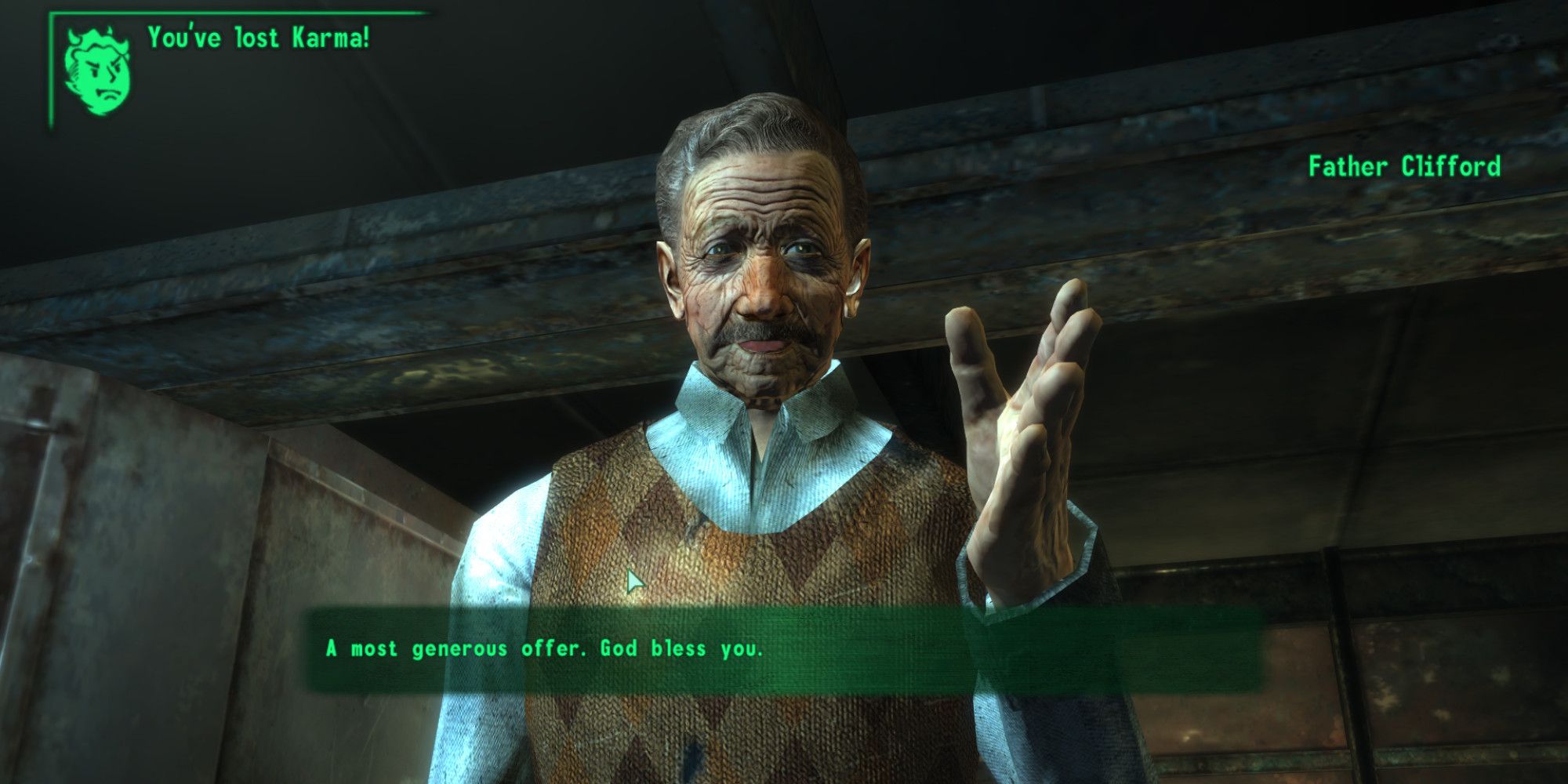 A man expresses his thanks to the player in a conversation