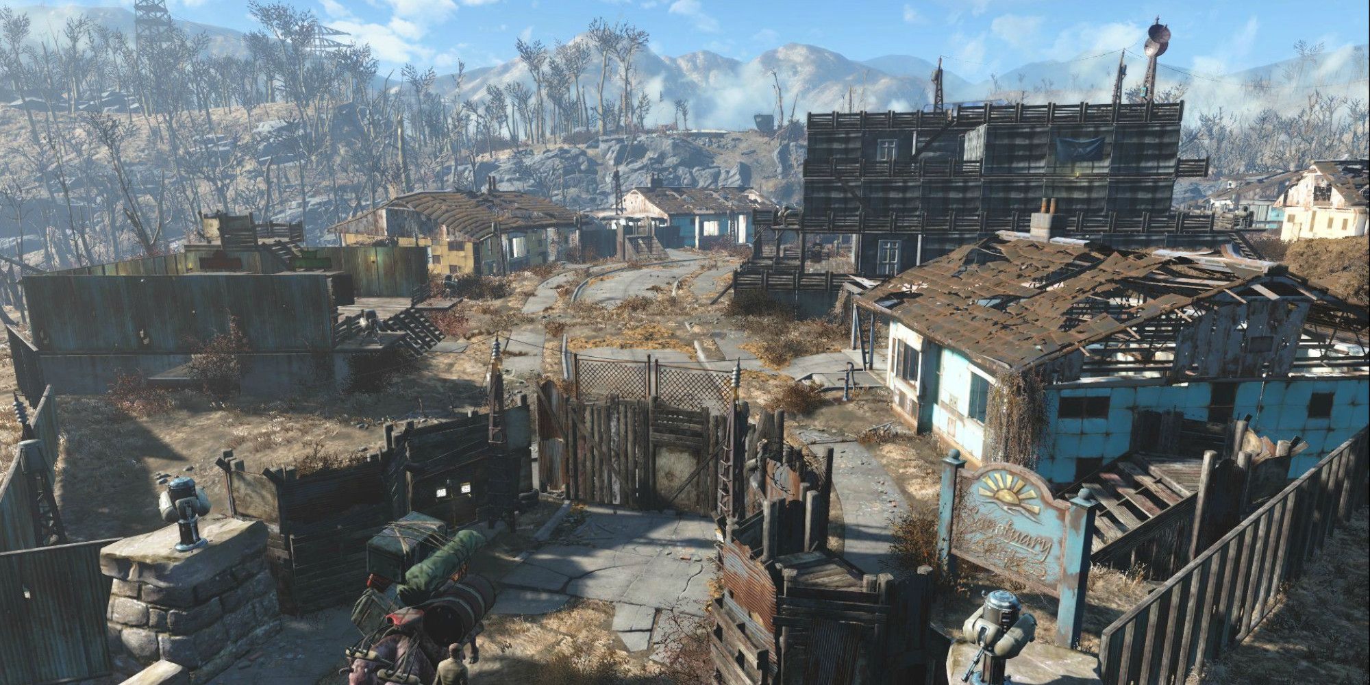 A sprawling settlement crafted in Fallout 4