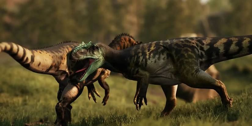 two dinosaurs fighting