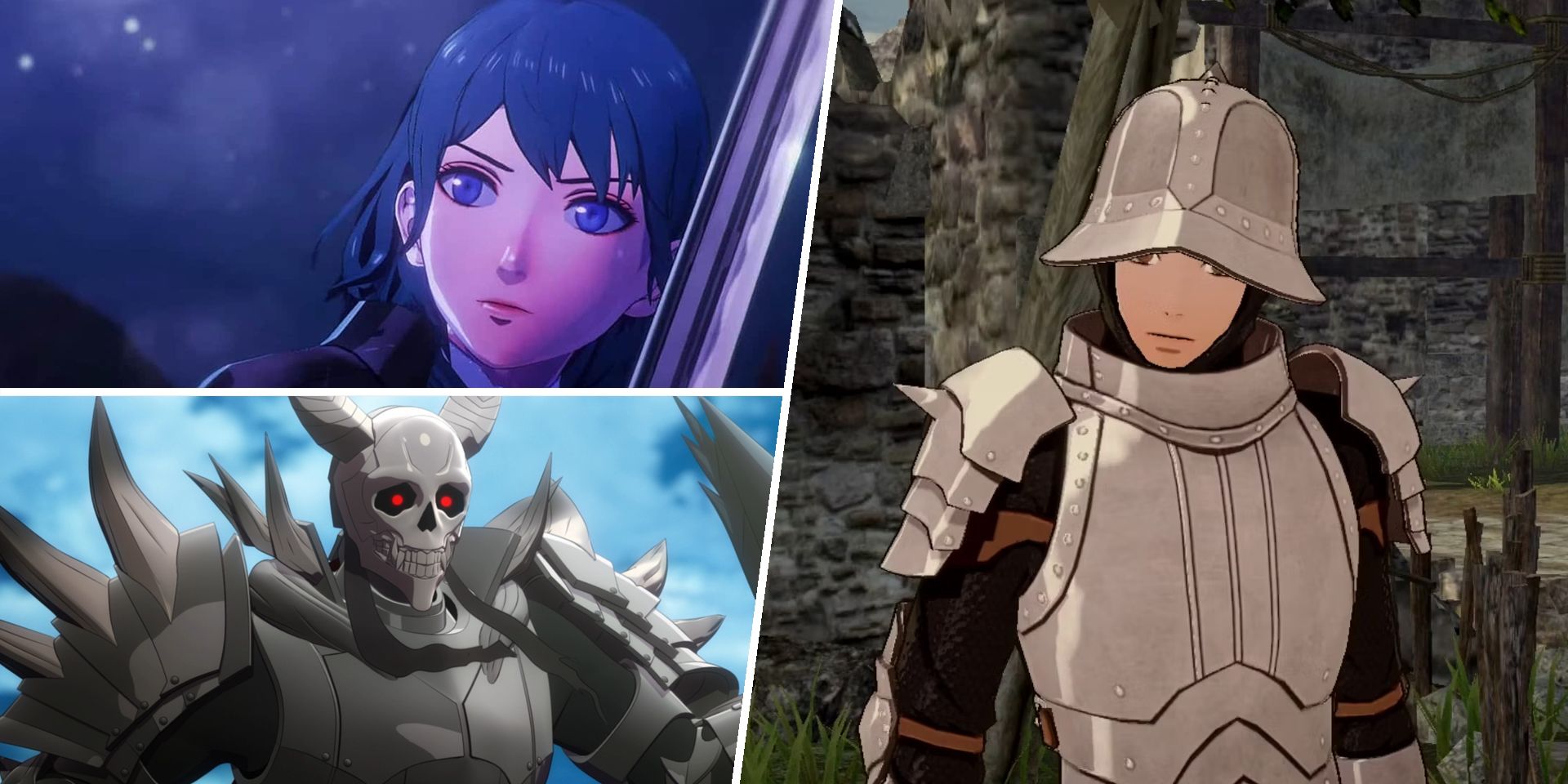 Byleth, Death Knight, and Gatekeeper - three of the recruitable units in Fire Emblem Warriors: Three Hopes