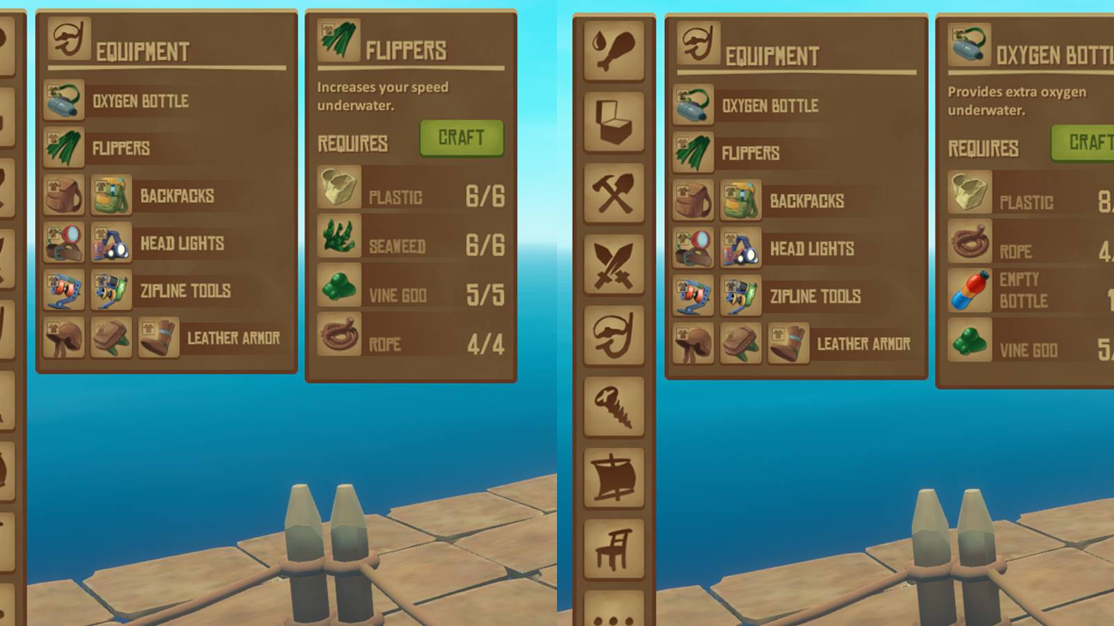 flippers-and-oxygen-bottle-in-raft