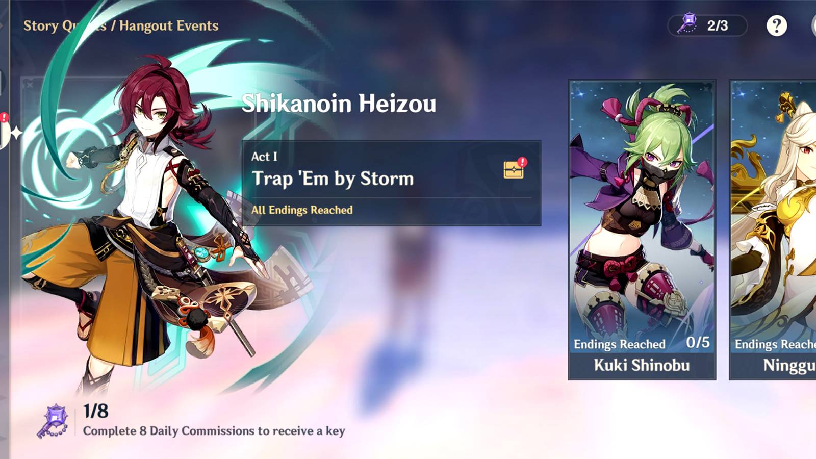 genshin impact shikanoin heizou's hangout guide part 1