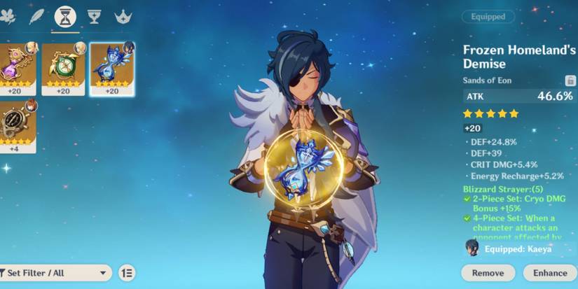 genshin impact kaeya with blizzard strayer set