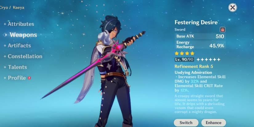 genshin impact kaeya with festering desire