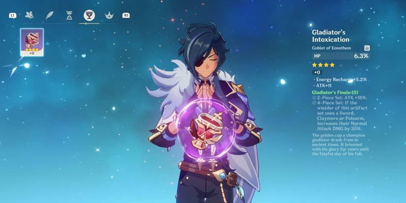 genshin impact kaeya with gladiator's finale set