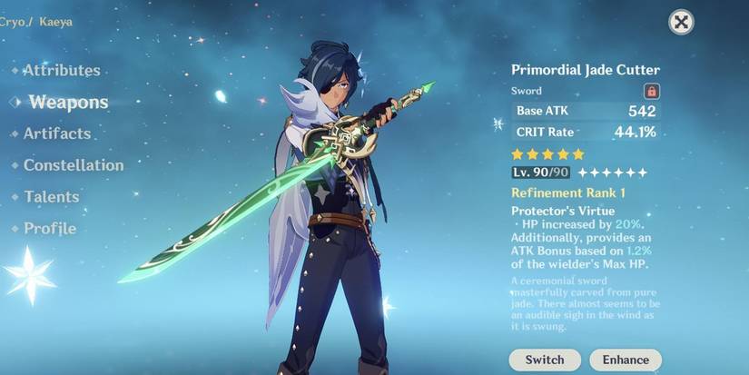 genshin impact kaeya with the primordial jade cutter