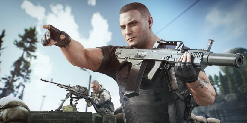 Glukhar points at an unseen target