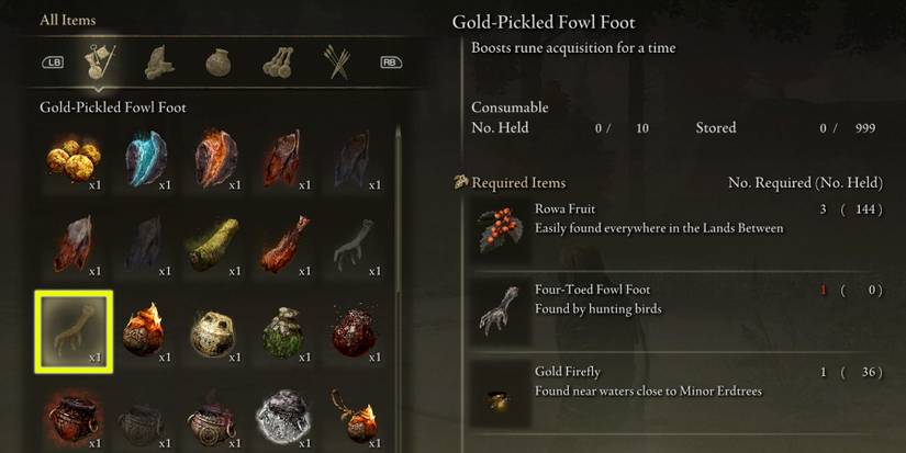 gold pickled fow in elden ring
