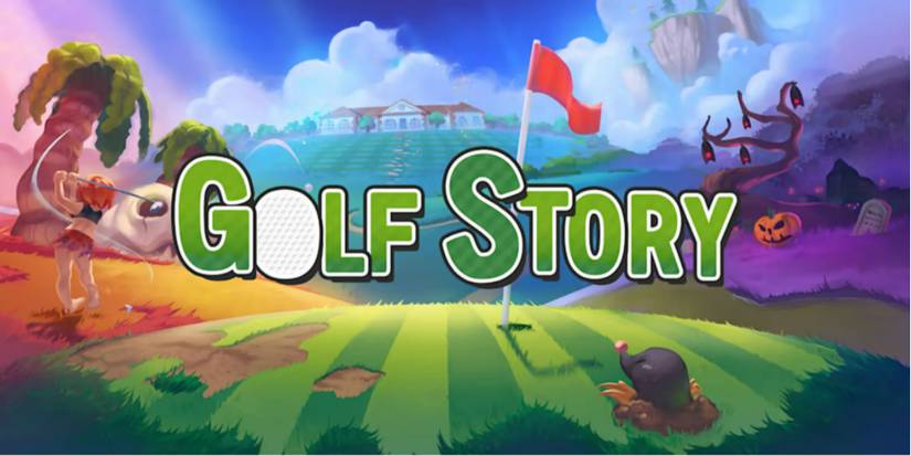 golf story logo and various golfing biomes