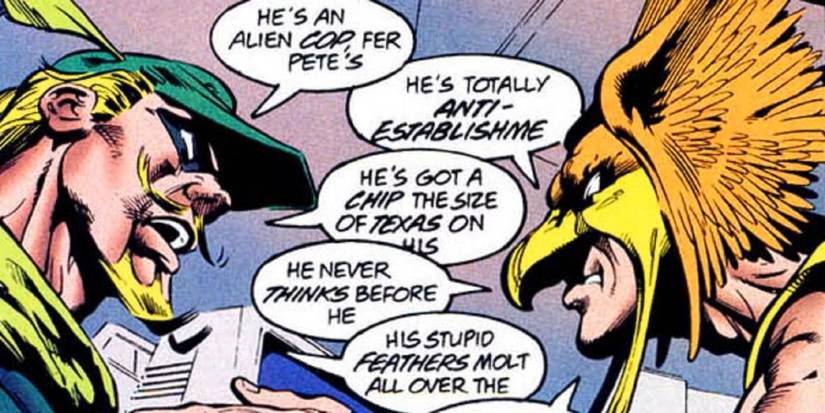 green arrow and hawkman fueding