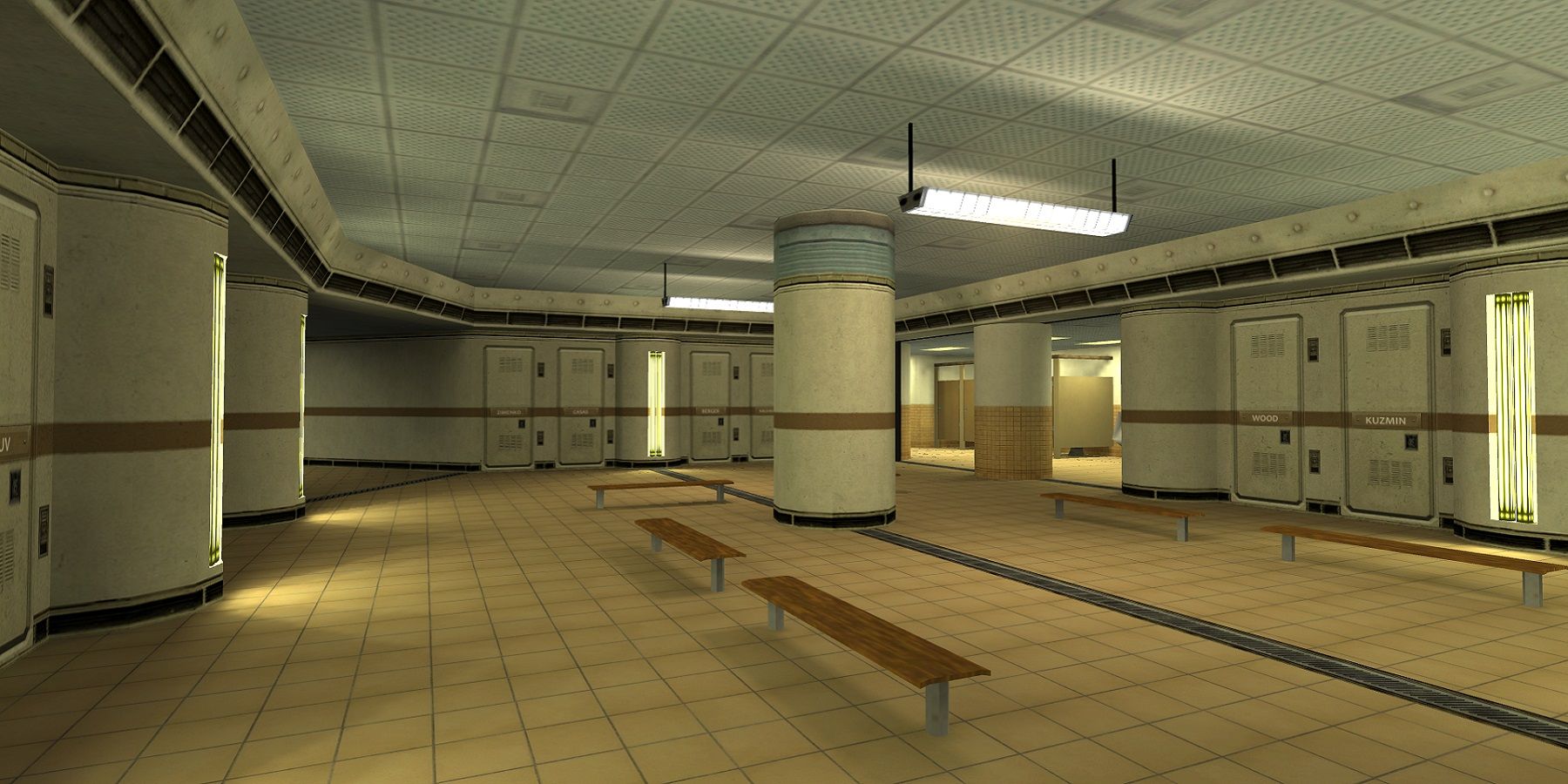 Image from Black Mesa remake showing the locker room.