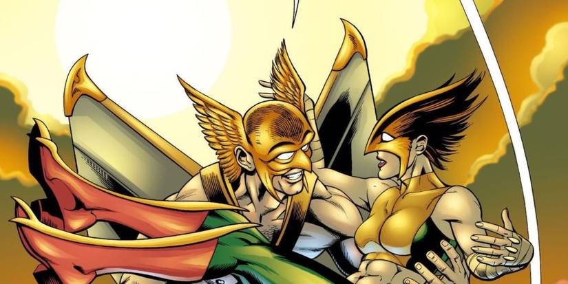 hawkman bridal holding hawkgirl