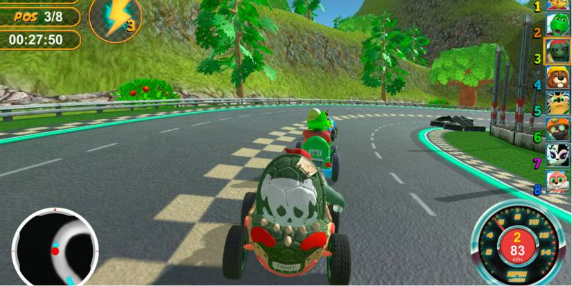 heading down the track as a turtle in renzo racer