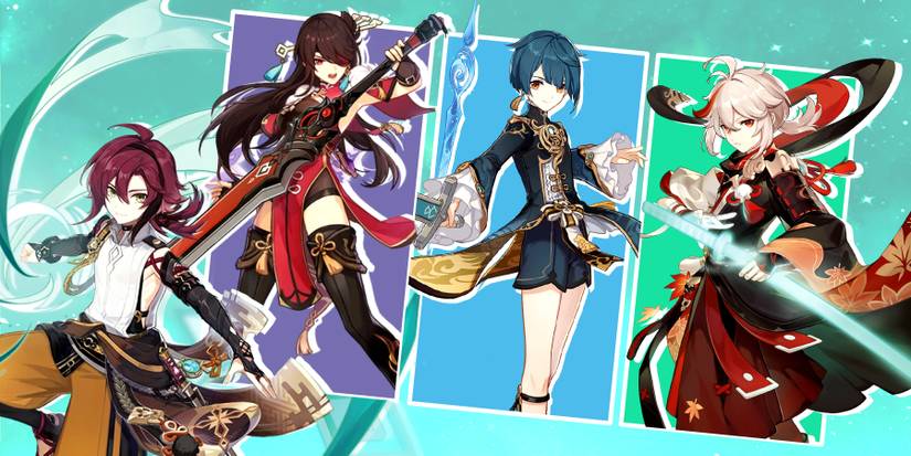 heizou, beidou, xingqiu, and kazuha in genshin impact